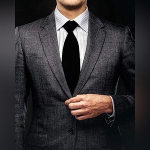 FX Fusion Solid Color Wedding Tie in Black-Skinny Tie